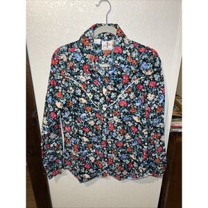 vtg Women's tem tex shirt floral western size 38 cut 3182 peril snap With Piping